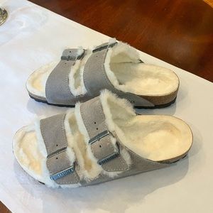 Birkenstock Arizona Shearling Slide Sandals size 38